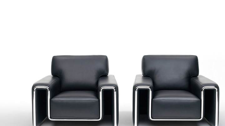 Black Two Sofa And White Background